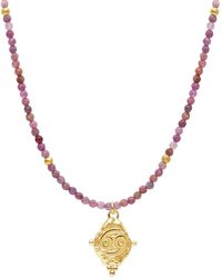 Seven Saints - Cancer Gemstone Choker Necklace, Ruby, Plated - Lyst