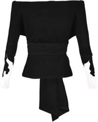 ALINA CERNĂTESCU - Rimini Statement Sleeves Off Shoulder Neckline Blouse With Embroidery - Lyst
