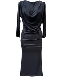 Imaatu - Oshun Dress Sculpting Elastic Viscose Waterfall Drape Three Quarter Sleeves Midi - Lyst
