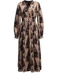 Smart and Joy - Neutrals Flared Midi Dress With Vintage Print - Lyst