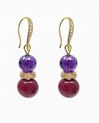Farra - Tone Sugilite With Amethyst Dangle Earrings - Lyst