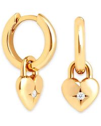 Nazzar - Diamond Burst Heart Charm Earrings - Lyst