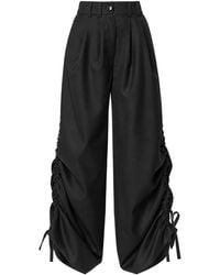 Metamorph - High-Waisted Wool Trousers With Ruched Side Details - Lyst