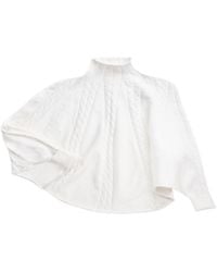 Saachi - Turtleneck Sweater Cable Knit Poncho - Lyst