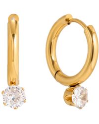 Elk & Bloom - 14K Gemstone Droplet Huggie Hoops - Lyst