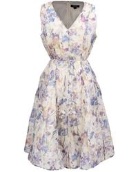 Smart and Joy - Neutrals / Flower Print Sleeveless Tea Organza Dress - Lyst