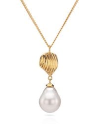 Augustine Jewels - Shell And Baroque Pearl Drop Necklace - Lyst