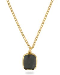 Phira London - Gold Jamestown Green Bloodstone Square Stone Necklace & Pendant - Lyst