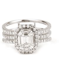 Artisan - Emerald-Cut Diamond Halo Wedding Ring - Lyst