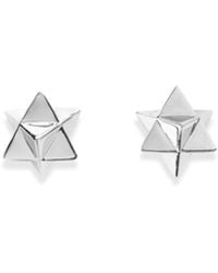 Seven Saints - Merkaba Star, Light Body Activation Stud Earrings, Rhodium - Lyst