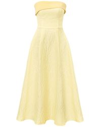 POST MERIDIEM - Jacquard Midi Dress With Satin Turn-Up - Lyst
