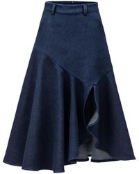 GUILLAUME ALEXANDRE - Flared Midi Skirt Organic Denim - Lyst