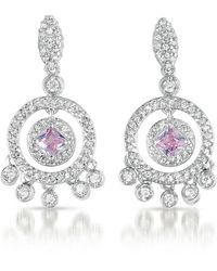 Genevive Jewelry - Sterling Cubic Zirconia Circle Chandelier Earrings - Lyst