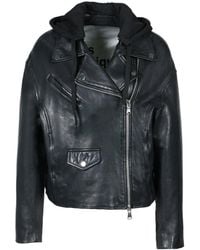 Freaky Nation - Oversize Leather Jacket With Hood - Lyst