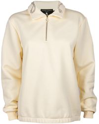 Laines London - Neutrals Laines Couture Cream Quarter Zip Sweatshirt With Embellished Crystal & Pearl Snake - Lyst