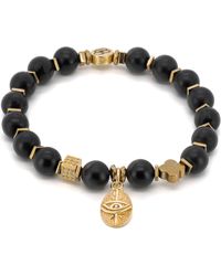 Ebru Jewelry - Black Onyx Stone Gold Evil Eye Beaded Bracelet - Lyst