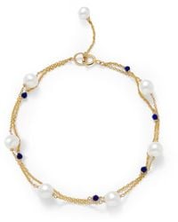 Pearls of the Orient Online - Credo Fine Double Chain Bracelet With Cultured Freshwater Pearls & Lapis Lazuli - Lyst