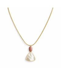 Saéa - Mother Of Pearl And Sunstone Pendant Necklace On Snake Chain - Lyst
