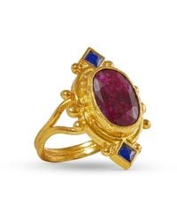 Ottoman Hands - Raina Ruby And Blue Crystal Ring - Lyst