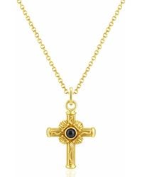Unaloe - Vermeil Cross Necklace With Natural Onyx – Luxury Religious Jewelry - Lyst