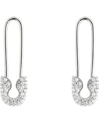 Spero London - Pave Safety Pin Earrings Jewelled Sterling - Lyst