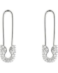Spero London - Pave Safety Pin Earring Jewelled Sterling - Lyst