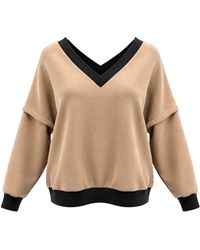 BEIRA - Neutrals Victoria V-Neck Sweatshirt – Camel - Lyst