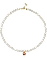 LINYA JEWELLERY - Cosmic Big Pearl Zodiac Necklace Birthtone - Lyst
