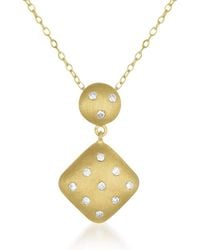 Genevive Jewelry - Sterling Overlay Clear Cubic Zirconia Accent Square Necklace - Lyst
