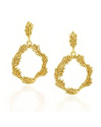 Unaloe - Plated Leaf Hoop Earrings – Botanical Statement Drop Earrings – Handmade Italian Jewelry For - Lyst