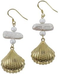 Reeves & Reeves - Pearl And Scallop Shell Drop Earrings - Lyst