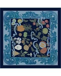 Wenzi - Fruitful Elegance Hand Painted Pattern Double Sided Silk Twill Scarf - Lyst