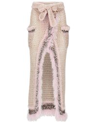Andreeva - Baby Pink Handmade Knit Skirt Long - Lyst