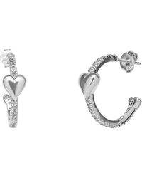 Spero London - Hoop Heart Diamond Style Pave Sterling Earring - Lyst