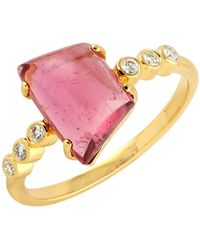 Artisan - Genuine Diamond 18k Yellow Gold Pink Tourmaline Designer Cocktail Ring - Lyst