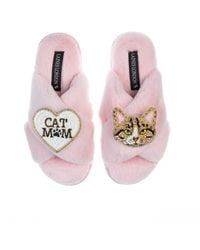 Laines London - Classic Laines Slippers With Cat Mum Mom & Tabby The Ginger Cat Brooches - Lyst