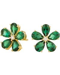 Juvetti - Florea Earrings In Emerald & Diamonds - Lyst