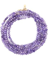 Shar Oke - Purple Cubic Zirconia Wrap Beaded Bracelet - Lyst