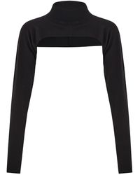 Peraluna - Mock Neck Long Sleeve Knitwear Super Crop Top - Lyst