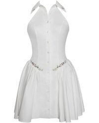 Miss Circle New York - Hailey Embroidered Collared Halter Drop Waist Mini Dress - Lyst