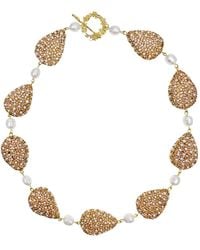 Farra - Rhinestone With Freshwater Pearls Statement Necklace - Lyst