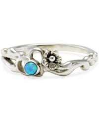 Isla Silver - Sterling Opal Dainty Flower Ring - Lyst