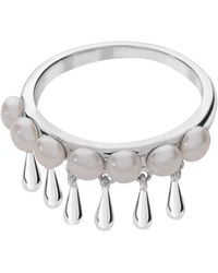 Lucy Quartermaine - Solid Sterling Royal Pearl Drop Ring - Lyst