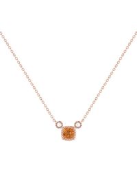 LMJ - Cushion Cut Citrine & Diamond Birthstone Necklace In 14k Rose Gold - Lyst