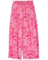 Niza - Midi Dress With Round Neckline, Short Sleeves And Floral Print - Lyst