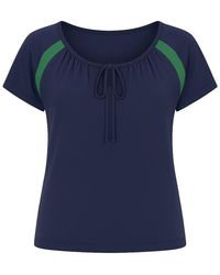 Conquista - Contrast Panel Tie-Detail Top With Short Sleeves - Lyst