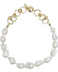 Farra - Baroque Pearls With Chain Chunky Necklace - Lyst