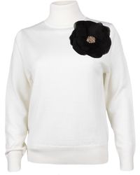 House of Laines London - Neutrals Laines Couture Embellished Corsage Knitted Roll Neck Jumper - Lyst