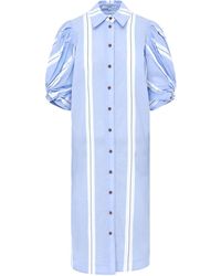 Loom London - Ines Knot Sleeve Shirt Dress White & Blue Stripe - Lyst