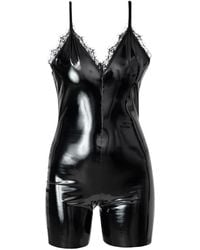 LIA ARAM - Faux-Leather Short Jumpsuit - Lyst